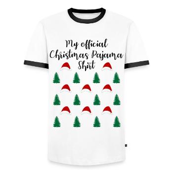 Waldweihnacht mit Mützen Offizielles Schlafshirt - Männer Kontrast-T-Shirt - Weiß/Schwarz - Vorne - AI Model Female 172 light (172cm) & AI Model Male 178 dark (178cm)