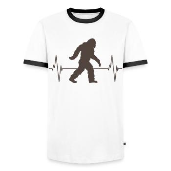 Bigfoot Heartbeat Adventure Ghost - Men's Ringer Shirt - white/black - Front - AI Model Female 172 light (172cm) & AI Model Male 178 dark (178cm)