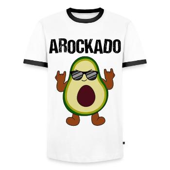 Rocking Avocado Cool Music Loving - Men's Ringer Shirt - white/black - Front - AI Model Female 172 light (172cm) & AI Model Male 178 dark (178cm)