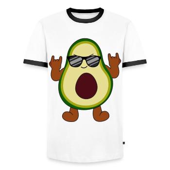 Rocking Avocado Cool Music Loving - Men's Ringer Shirt - white/black - Front - AI Model Female 172 light (172cm) & AI Model Male 178 dark (178cm)