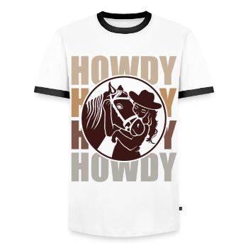 Horse and Rider - One Heart and One Soul - Men's Ringer Shirt - white/black - Front - AI Model Female 172 light (172cm) & AI Model Male 178 dark (178cm)