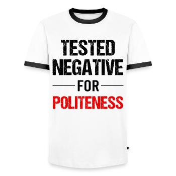 Politeness - elegance of character - Men's Ringer Shirt - white/black - Front - AI Model Female 172 light (172cm) & AI Model Male 178 dark (178cm)