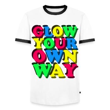 Leuchte auf Deine Weise - Bunter Spaß - Männer Kontrast-T-Shirt - Weiß/Schwarz - Vorne - AI Model Female 172 light (172cm) & AI Model Male 178 dark (178cm)