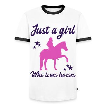 Ciel étoilé Cavalier Amour Chevaux - T-shirt contrasté Homme - blanc/noir - Devant - AI Model Female 172 light (172cm) & AI Model Male 178 dark (178cm)