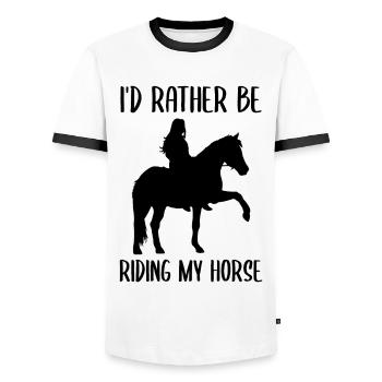 Horse Heartbeat Love & Passion - Men's Ringer Shirt - white/black - Front - AI Model Female 172 light (172cm) & AI Model Male 178 dark (178cm)