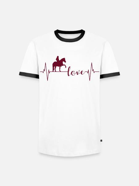 Reiterherz Pferdeliebe Lebensfreude - Männer Kontrast-T-Shirt - Weiß/Schwarz