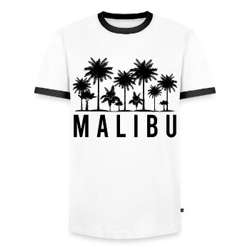 Malibu Palmen Flair Tropen Traum - Männer Kontrast-T-Shirt - Weiß/Schwarz - Vorne - AI Model Female 172 light (172cm) & AI Model Male 178 dark (178cm)
