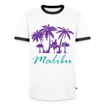 Neon Malibu Tropennacht Exotik Pur - Männer Kontrast-T-Shirt - Weiß/Schwarz - Vorne - AI Model Female 172 light (172cm) & AI Model Male 178 dark (178cm)
