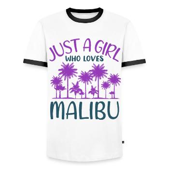 Malibu Girl Liebe Strandleben Palmenherz - Männer Kontrast-T-Shirt - Weiß/Schwarz - Vorne - AI Model Female 172 light (172cm) & AI Model Male 178 dark (178cm)