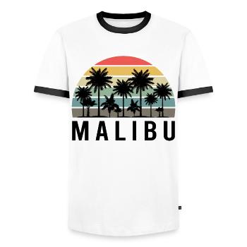 Retro Malibu Sonnenuntergang Relax - Männer Kontrast-T-Shirt - Weiß/Schwarz - Vorne - AI Model Female 172 light (172cm) & AI Model Male 178 dark (178cm)