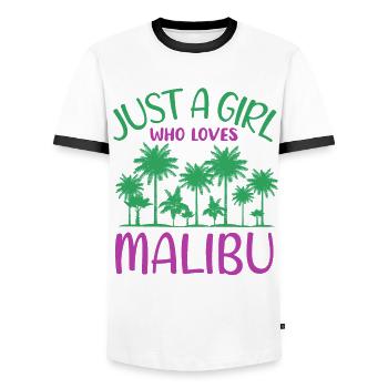 Malibu Palmentraum Mädchen Paradies - Männer Kontrast-T-Shirt - Weiß/Schwarz - Vorne - AI Model Female 172 light (172cm) & AI Model Male 178 dark (178cm)