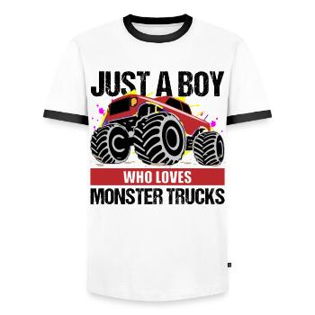 Garçon Monster Truck Passion Cadeau - T-shirt contrasté Homme - blanc/noir - Devant - AI Model Female 172 light (172cm) & AI Model Male 178 dark (178cm)