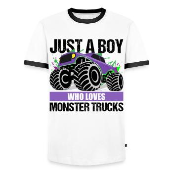 Boys Monster Truck Passion Gift - Men's Ringer Shirt - white/black - Front - AI Model Female 172 light (172cm) & AI Model Male 178 dark (178cm)