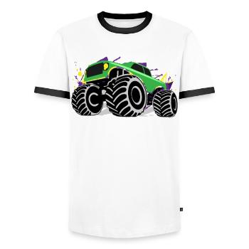 Colorful Monster Truck Artwork Gift - Men's Ringer Shirt - white/black - Front - AI Model Female 172 light (172cm) & AI Model Male 178 dark (178cm)