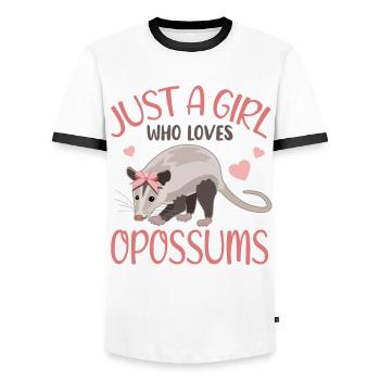Opossum Herzchen Mädchen Geschenkidee - Männer Kontrast-T-Shirt - Weiß/Schwarz - Vorne - AI Model Female 172 light (172cm) & AI Model Male 178 dark (178cm)