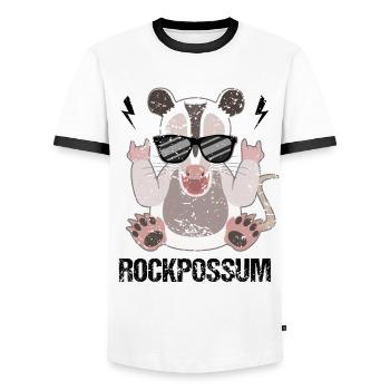 Cool opossum sunglasses saying - Men's Ringer Shirt - white/black - Front - AI Model Female 172 light (172cm) & AI Model Male 178 dark (178cm)