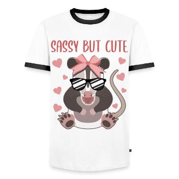Opossum Love Girls Design mignon - T-shirt contrasté Homme - blanc/noir - Devant - AI Model Female 172 light (172cm) & AI Model Male 178 dark (178cm)