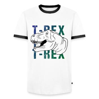 T-Rex Jeu de mots Look rétro cadeau - T-shirt contrasté Homme - blanc/noir - Devant - AI Model Female 172 light (172cm) & AI Model Male 178 dark (178cm)