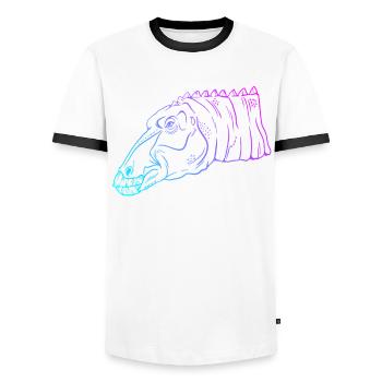 Neon Dino Geometry Art Gift - Men's Ringer Shirt - white/black - Front - AI Model Female 172 light (172cm) & AI Model Male 178 dark (178cm)