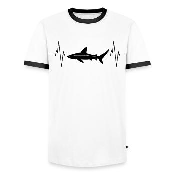 Shark Heartbeat Love To The Sea Gift - Men's Ringer Shirt - white/black - Front - AI Model Female 172 light (172cm) & AI Model Male 178 dark (178cm)