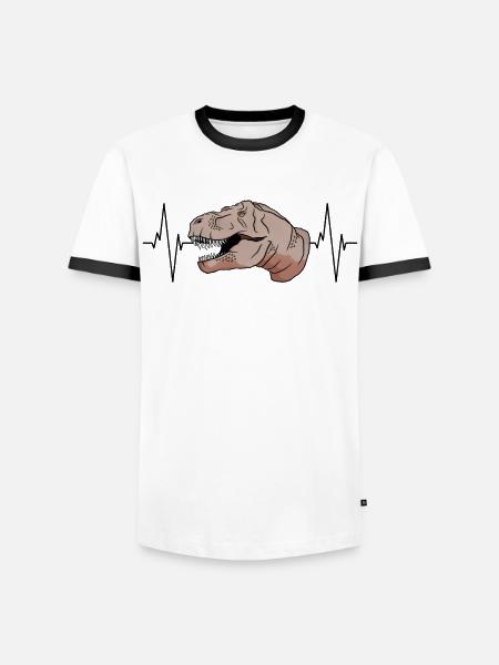 T-Rex Heartbeat Primeval Gift - Men's Ringer Shirt - white/black