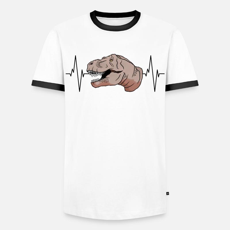 T-Rex Heartbeat Primeval Gift - Men's Ringer Shirt - white/black
