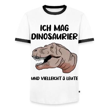 Majestätischer T-Rex König der Dinos - Männer Kontrast-T-Shirt - Weiß/Schwarz - Vorne - AI Model Female 172 light (172cm) & AI Model Male 178 dark (178cm)