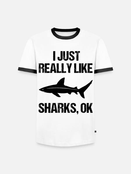 Easy Sharks Fan Gift - Men's Ringer Shirt - white/black