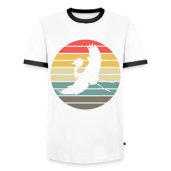 Crane Contour Sunset Nature Fan - Men's Ringer Shirt - white/black - Front - AI Model Female 172 light (172cm) & AI Model Male 178 dark (178cm)