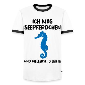 Seepferdchen & 3 Leute Liebhaber - Männer Kontrast-T-Shirt - Weiß/Schwarz - Vorne - AI Model Female 172 light (172cm) & AI Model Male 178 dark (178cm)