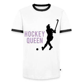 Eishockey Königin Cool Sportlerin Krone - Männer Kontrast-T-Shirt - Weiß/Schwarz - Vorne - AI Model Female 172 light (172cm) & AI Model Male 178 dark (178cm)