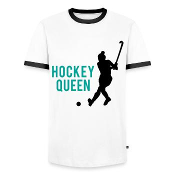 Eishockey Königin Cool Sportlerin Krone - Männer Kontrast-T-Shirt - Weiß/Schwarz - Vorne - AI Model Female 172 light (172cm) & AI Model Male 178 dark (178cm)