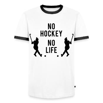 Ice Hockey Queen Stylish Puck Power Gift - Men's Ringer Shirt - white/black - Front - AI Model Female 172 light (172cm) & AI Model Male 178 dark (178cm)