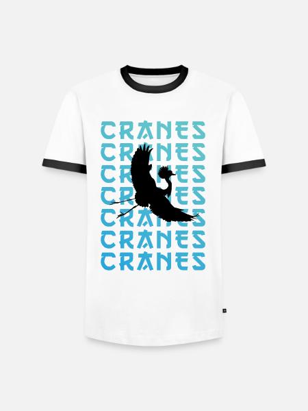 Crane Silhouette Shadow Art - Men's Ringer Shirt - white/black