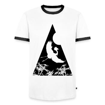 Grue Origami Géométrie Créativité - T-shirt contrasté Homme - blanc/noir - Devant - AI Model Female 172 light (172cm) & AI Model Male 178 dark (178cm)