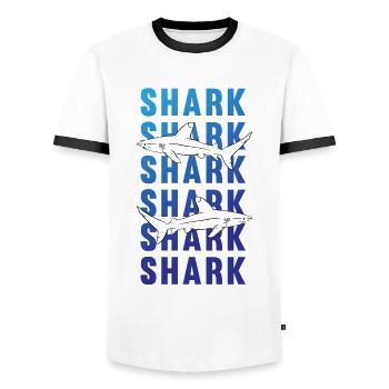 Mystérieux requin Ocean King cadeau - T-shirt contrasté Homme - blanc/noir - Devant - AI Model Female 172 light (172cm) & AI Model Male 178 dark (178cm)