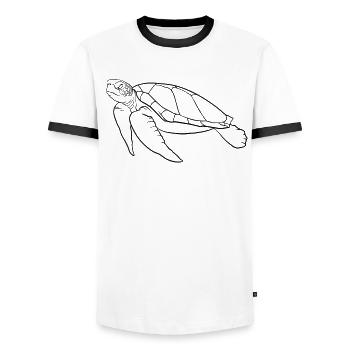 Silent Ocean Walker Turtle - Men's Ringer Shirt - white/black - Front - AI Model Female 172 light (172cm) & AI Model Male 178 dark (178cm)