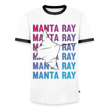 Elegant Manta Ray Ocean Lover - Men's Ringer Shirt - white/black - Front - AI Model Female 172 light (172cm) & AI Model Male 178 dark (178cm)