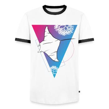 Manta Ray Dämmerungstanz - Männer Kontrast-T-Shirt - Weiß/Schwarz - Vorne - AI Model Female 172 light (172cm) & AI Model Male 178 dark (178cm)