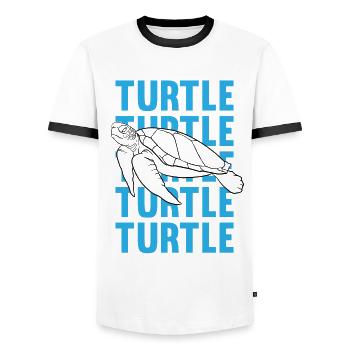 TURTLE Schattenbild Wortkunst Geschenk - Männer Kontrast-T-Shirt - Weiß/Schwarz - Vorne - AI Model Female 172 light (172cm) & AI Model Male 178 dark (178cm)