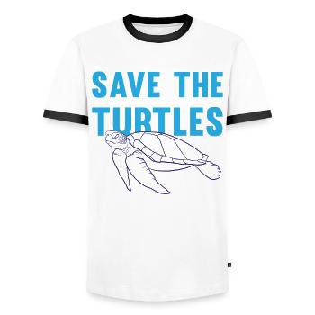 Protects Turtles Eco-Conscious Gift - Men's Ringer Shirt - white/black - Front - AI Model Female 172 light (172cm) & AI Model Male 178 dark (178cm)