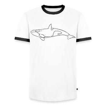 Elegant Orca Silhouettes Sea Dream - Men's Ringer Shirt - white/black - Front - AI Model Female 172 light (172cm) & AI Model Male 178 dark (178cm)