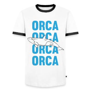 Killer Whale Orca Ocean Love - Men's Ringer Shirt - white/black - Front - AI Model Female 172 light (172cm) & AI Model Male 178 dark (178cm)