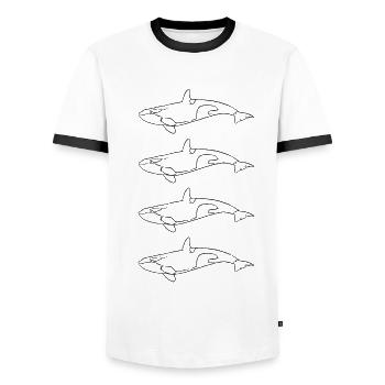 Cadeau de beauté de la mer de la famille d’orques - T-shirt contrasté Homme - blanc/noir - Devant - AI Model Female 172 light (172cm) & AI Model Male 178 dark (178cm)