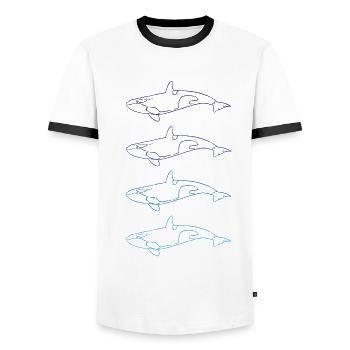 Cadeau de beauté de la mer de la famille d’orques - T-shirt contrasté Homme - blanc/noir - Devant - AI Model Female 172 light (172cm) & AI Model Male 178 dark (178cm)