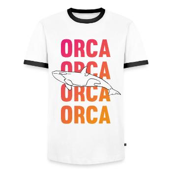 Orca Schriftzug Meereskraft Geschenk - Männer Kontrast-T-Shirt - Weiß/Schwarz - Vorne - AI Model Female 172 light (172cm) & AI Model Male 178 dark (178cm)