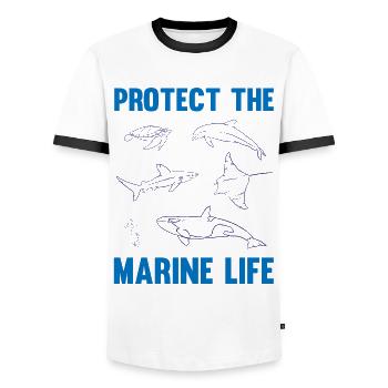 Sagittarius Marine Life Ocean Awareness - Men's Ringer Shirt - white/black - Front - AI Model Female 172 light (172cm) & AI Model Male 178 dark (178cm)