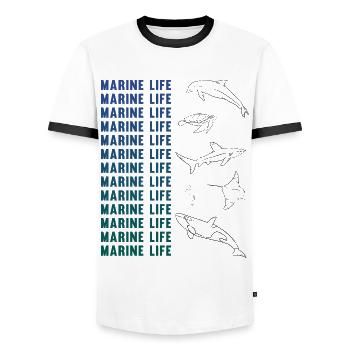 Oceanic Diversity Marine Life Conservation - Men's Ringer Shirt - white/black - Front - AI Model Female 172 light (172cm) & AI Model Male 178 dark (178cm)