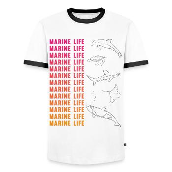 Oceanic Diversity Marine Life Conservation - Men's Ringer Shirt - white/black - Front - AI Model Female 172 light (172cm) & AI Model Male 178 dark (178cm)