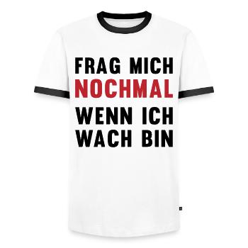 Morgenmuffel Alarm Lustiges Aufwach-Geschenk - Männer Kontrast-T-Shirt - Weiß/Schwarz - Vorne - AI Model Female 172 light (172cm) & AI Model Male 178 dark (178cm)